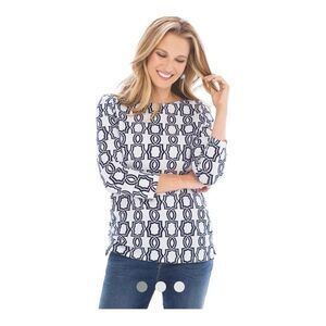 Chicos ladies black blue quarter sleeve lightweight summer cotton top